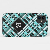 Opgesteld in Aqua, Blauwgroen, zwart en wit monogr Case-Mate iPhone Case (Achterkant (horizontaal))