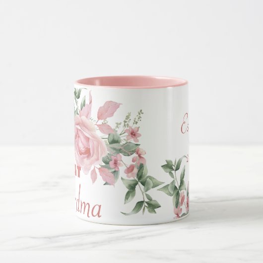 Opgestelde Grootmoeder Jaar Aangepaste Roze Rozen  Mok (Midden)