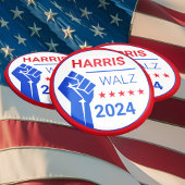 Opgestoken blauwe vuist! Campagne Kamala Harris/Wa Ronde Button 5,7 Cm