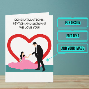 opgetild bruid trouwdag gefeliciteerd kaart