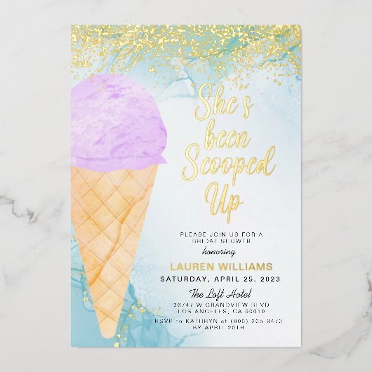 Opgetrokken Ice Cream-Vrijgezellenfeest Folie Uitnodiging (Voorkant)
