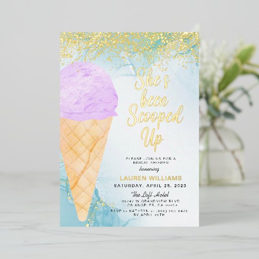 Opgetrokken Ice Cream-Vrijgezellenfeest Folie Uitnodiging (Staand Voorkant)