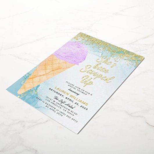 Opgetrokken Ice Cream-Vrijgezellenfeest Folie Uitnodiging (Gedraaid)