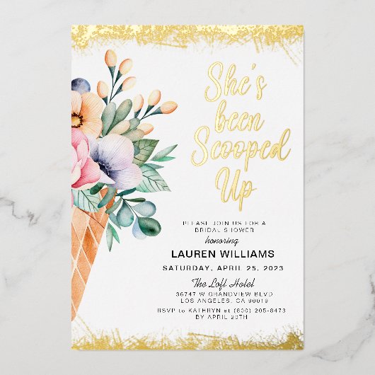 Opgetrokken Ice Cream-Vrijgezellenfeest Folie Uitnodiging (Voorkant)