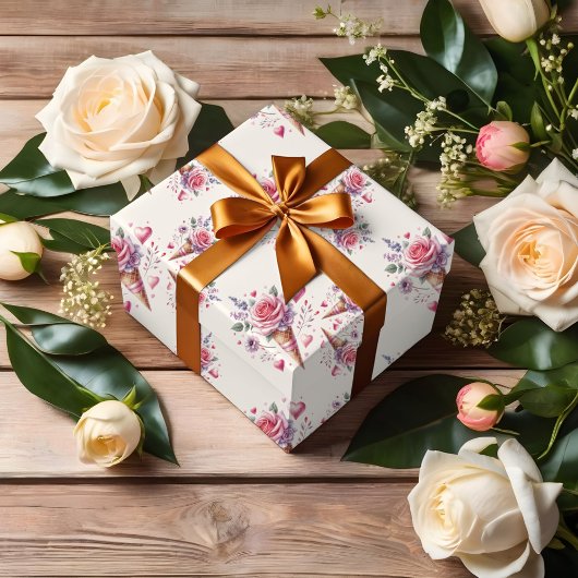 Opgetrokken Waterverf Ice Cream-Vrijgezellenfeest Cadeaupapier