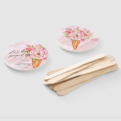 Opgetrokken Waterverf Ice Cream-Vrijgezellenfeest Handwaaier (Niet-gemonteerd)