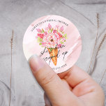 Opgetrokken Waterverf Ice Cream-Vrijgezellenfeest Ronde Sticker<br><div class="desc">Opgetrokken Waterverf Ice Cream Vrijgezellenfeest Klassieke ronde Sticker</div>