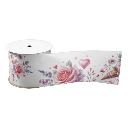 Opgetrokken Waterverf Ice Cream-Vrijgezellenfeest Satijnen Lint (Spoel)