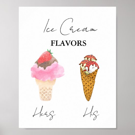 Opgevijld Ice Cream Smaken Vrijgezellenfeest Bar Poster (Voorkant)