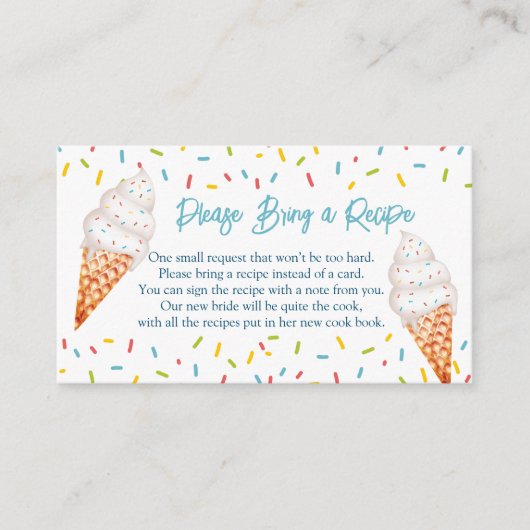 Opgevijld roomijs vrijgezellenfeest receptverzoek informatiekaartje (Voorkant)