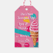 Opgevijld roze retro ijsje vrijgezellenfeest favo cadeaulabel (Voorkant)