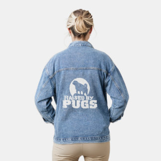 OPGEVOED DOOR PUGS Grappige Pug Liefhebber Denim Jacket