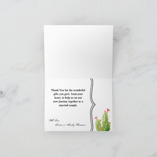 Opgevouwen bedankkaart Boho Llama Bohemian de Cact (Binnen)