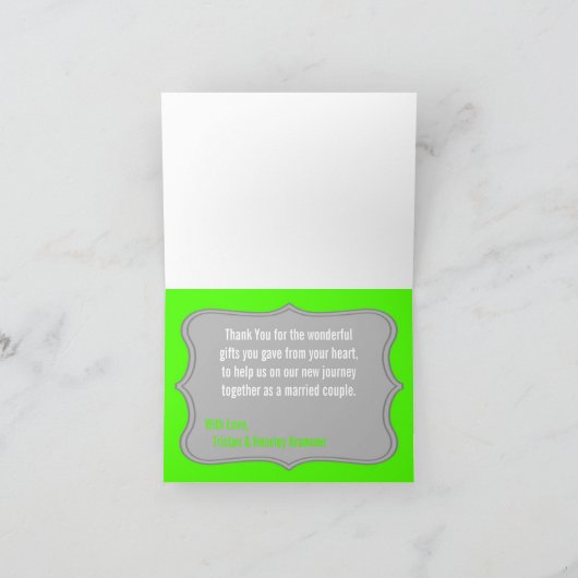 Opgevouwen bedankkaart Moderne Grijze Damast Kant  (Binnen)