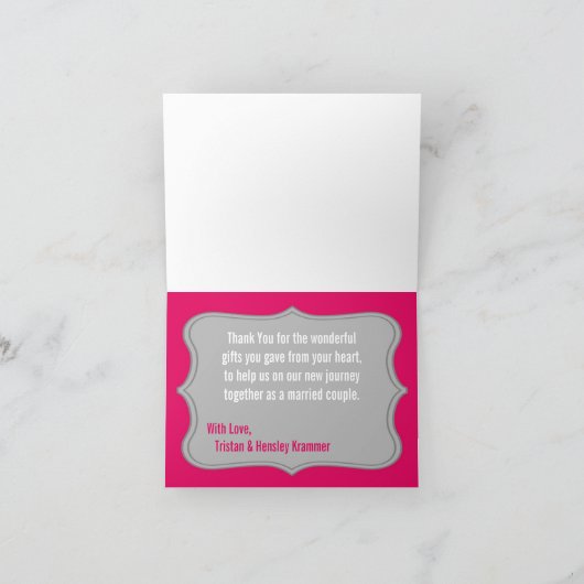 Opgevouwen bedankkaart Moderne Grijze Damast Kant  (Binnen)