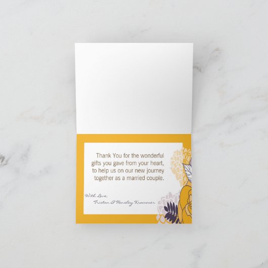 Opgevouwen bedankkaart  pruimenmosterd Roos (Binnen)