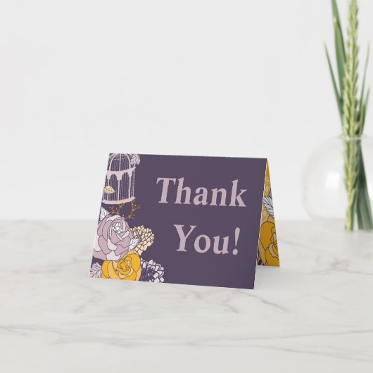 Opgevouwen bedankkaart pruimenmosterd Roos (Voorkant)