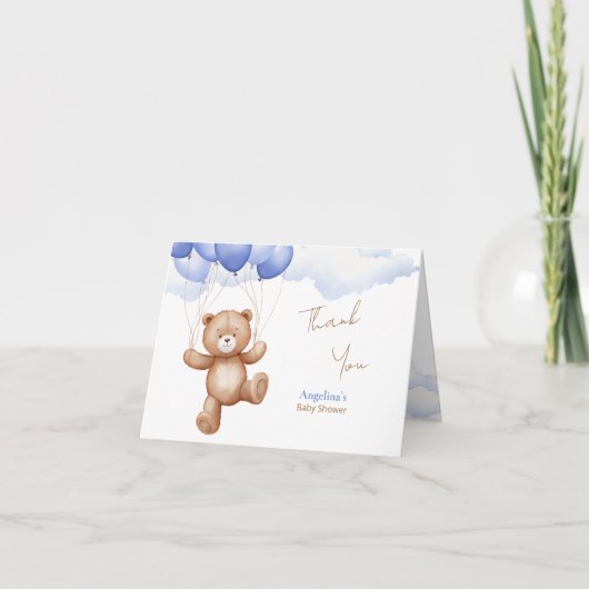 Opgevouwen bedankkaart voor een Baby shower. (Voorkant)