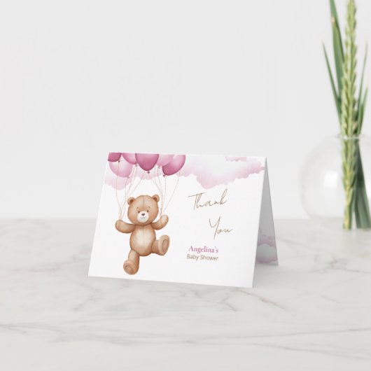 Opgevouwen bedankkaart voor een Baby shower. (Voorkant)