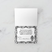Opgevouwen bedankkaart Zwart Wit Damast Kant Prins (Binnen)
