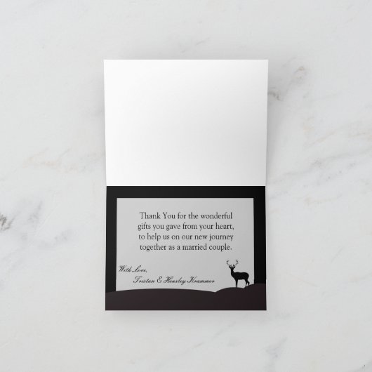 Opgevouwen bedankkaartjagers Moon Deer Buck Doe Bedankkaart (Binnen)