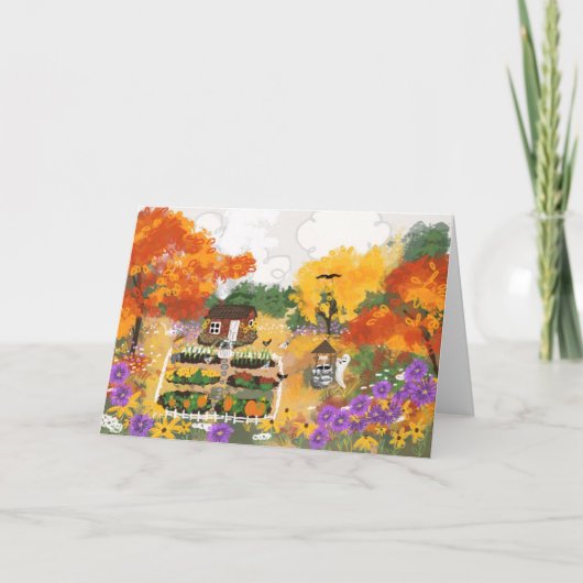 Opgevouwen herfst notecard bedankkaart (Voorkant)