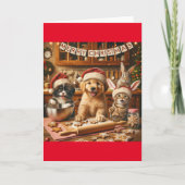 Opgevouwen kerstkaart met hond, kat, konijn #4 bedankkaart (Voorkant)