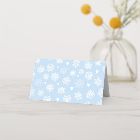 Opgevouwen naam Kaarten Baby shower Koud Winter Bl Plaatskaartje (Achterkant)