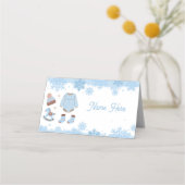 Opgevouwen naam Kaarten Baby shower Koud Winter Bl Plaatskaartje (Voorkant)