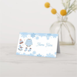 Opgevouwen naam Kaarten Baby shower Koud Winter Bl Plaatskaartje