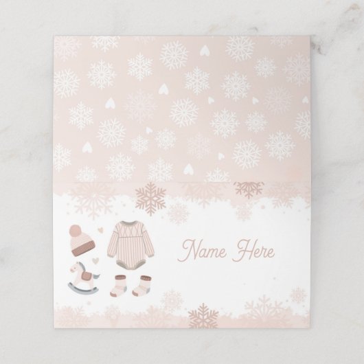 Opgevouwen naam Kaarten Baby shower koude winterne Plaatskaartje (Buitenkant ongevouwen)
