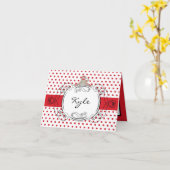 Opgevouwen naam Opmerking Kaart Red Polkadot Sock (Gele Bloem)