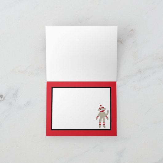 Opgevouwen naam Opmerking Kaart Red Polkadot Sock  (Binnen)