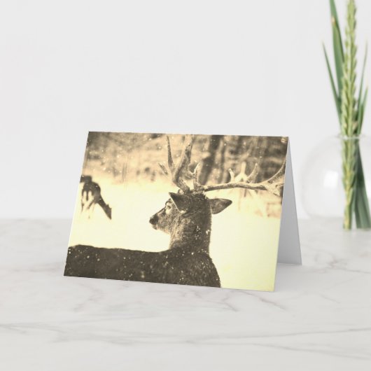 Opgevouwen Note Kaart DEER IN SNEEUW  (Voorkant)