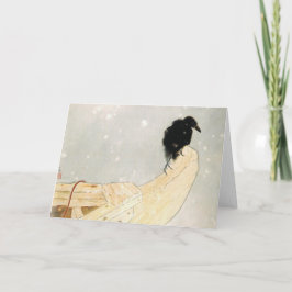 Opgevouwen Note Kaart JAPANSE PRINT VAN RAVEN IN S