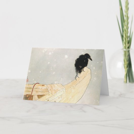 Opgevouwen Note Kaart JAPANSE PRINT VAN RAVEN IN S (Voorkant)