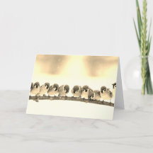 Opgevouwen notitie Kaart KLEINE VOGELS OP EEN TAK