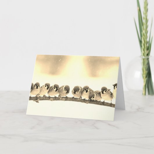 Opgevouwen notitie Kaart KLEINE VOGELS OP EEN TAK (Voorkant)