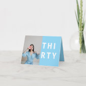Opgevouwen Sky Blue 30e verjaardag Bedankkaart (Voorkant)