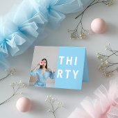 Opgevouwen Sky Blue 30e verjaardag Bedankkaart