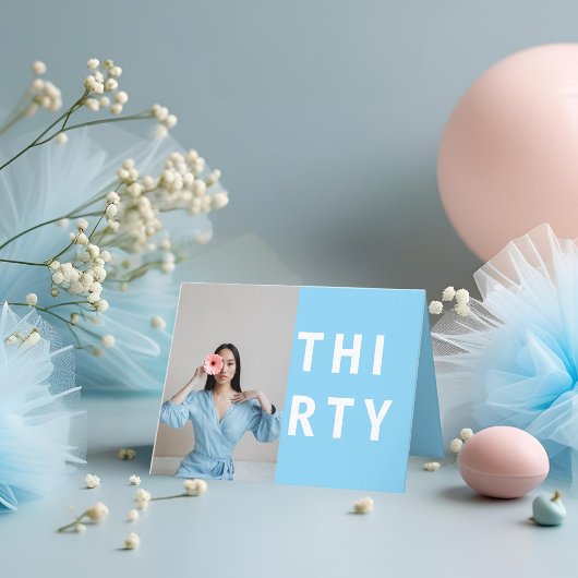 Opgevouwen Sky Blue 30e verjaardag Bedankkaart
