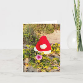 Opgevouwen strandthema Kerstkaart met kerstmannenh Feestdagen Kaart
