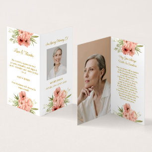 Opgevouwen Zinnia Foto Rouwgebedskaart Visitekaartje