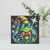 Opgevuurde kerstboom feestdagenkaart (Staand voorkant)