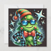 Opgevuurde kerstboom feestdagenkaart (Voorkant)