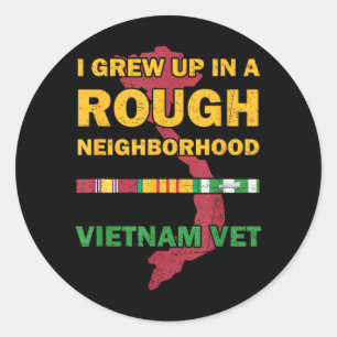 Opgewassen in een ruwe buurt Trots Vietnam-oorlog Ronde Sticker