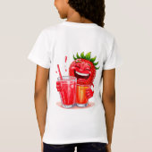 Opgewekt aardbeikarakter dat geniet t-shirt (Achterkant)