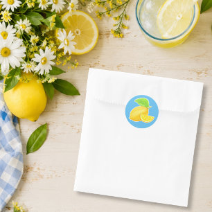 Opgewekt Citroen Geel en Blauwe Citrus Ronde Sticker