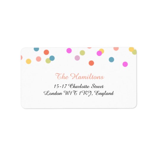 opgewekt | Confetti bruiloft Adresetiketten Etiket (Voorkant)