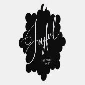 opgewekt | Elegant Script Black Christmas Ornament Kaart (Rechts)